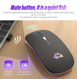 Wireless Mouse Bluetooth and 2.4GHz Dual Modes Rechargeable RGB Ergonomic Silent Click for PC iPad Laptop Cell Phone TV