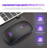 Wireless Mouse Bluetooth and 2.4GHz Dual Modes Rechargeable RGB Ergonomic Silent Click for PC iPad Laptop Cell Phone TV