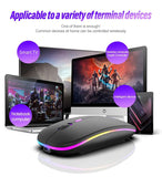 Wireless Mouse Bluetooth and 2.4GHz Dual Modes Rechargeable RGB Ergonomic Silent Click for PC iPad Laptop Cell Phone TV